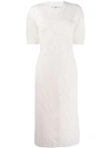 Fendi Logo-jacquard 1/2-sleeve Bodycon Dress In White