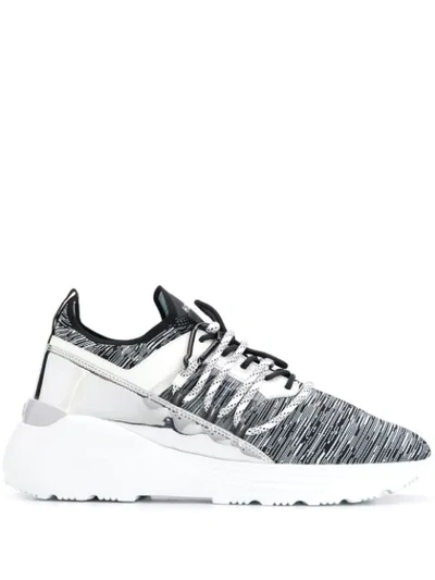Hogan High Top Mirrored Panel Sneakers In White