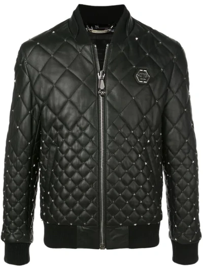 Philipp Plein Quilted Stud Jacket In Black