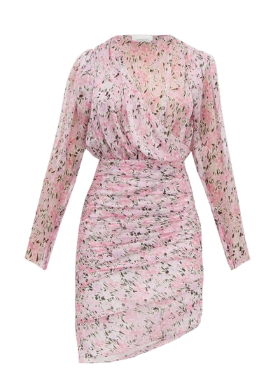 Giambattista Valli Ruched Floral-print Silk-chiffon Mini Dress In Pink