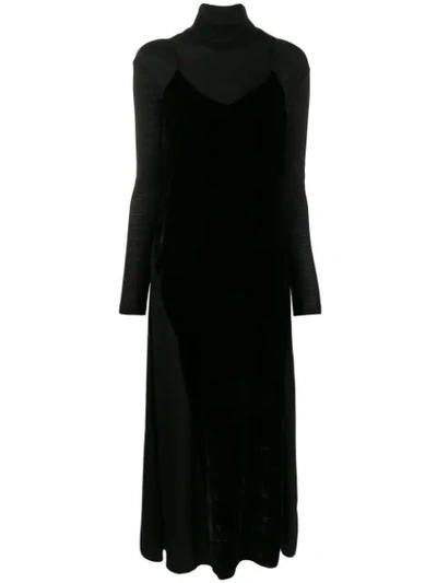 Andrea Ya'aqov Layered Velvet Dress In Black