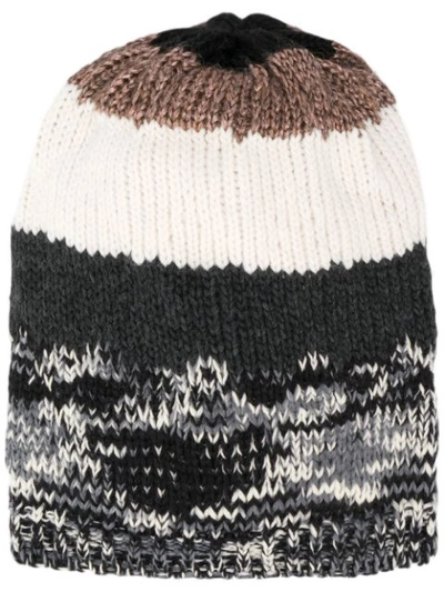 Missoni Contrast Weave Beanie In Brown