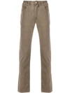 Jacob Cohen Colour Block Regular Length Trousers In Brown