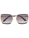 Gucci Stripe Detail Sunglasses In Black