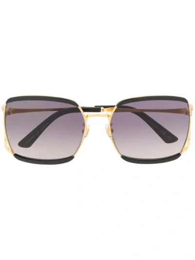 Gucci Stripe Detail Sunglasses In Black