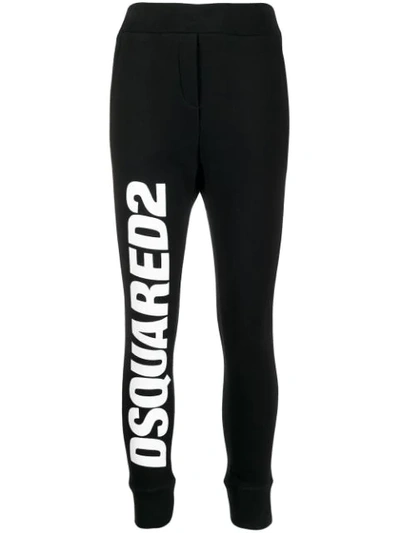 Dsquared2 Logo Print Track Trousers In Black