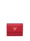Prada Logo-plaque Square Wallet In Red
