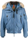 Parajumpers Faux Fur-trimmed Hooded Jacket In Blue