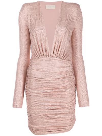 Alexandre Vauthier Embellished Deep V Dress In Pink