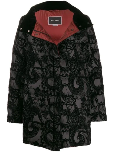 Etro Paisley Padded Coat In Black