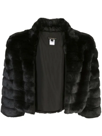 Alberto Makali Faux Fur Cropped Jacket In Black