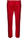 Ann Demeulemeester Floral Embroidered Skinny Trousers In Red
