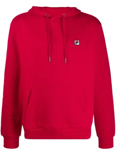 Fila Logo Patch Hoodie In Red