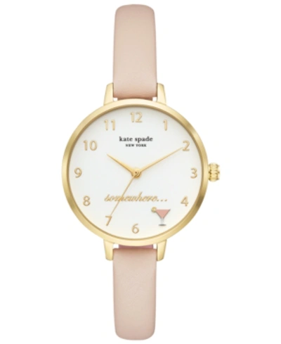 Kate Spade Metro 5 O'clock Somewhere Leather Strap Watch, 34mm In Nude