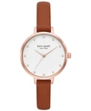 Kate Spade Metro Leather Strap Watch, 34mm In Brown
