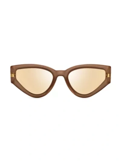 Dior 1 Cat Eye Sunglasses, 53mm In Pink Gold/multilayer Gold Mirror