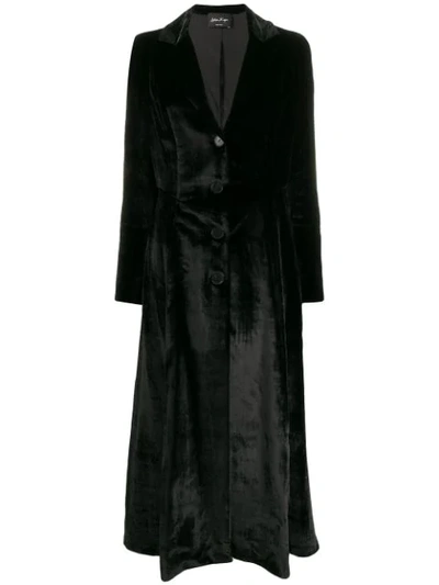Andrea Ya'aqov Velvet Long Coat In Black