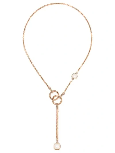 Pomellato 18k Rose & White Gold Diamond, White Topaz & Mother-of-pearl Lariat Necklace, 20 In Rose Gold