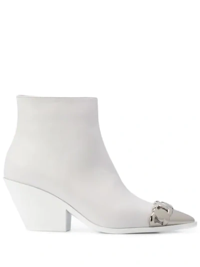 Casadei Agyness Ankle Boots In 9999 Bianco