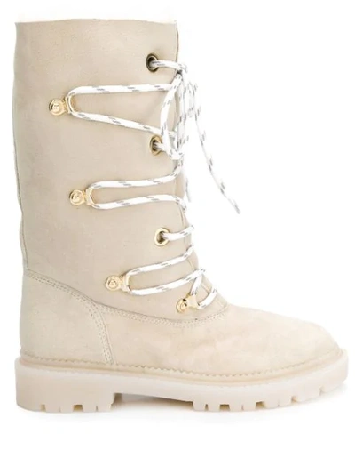 Casadei Oslo Lace-up Boots In Neutrals