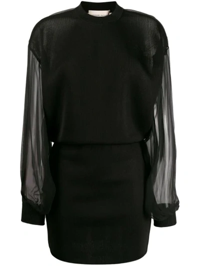 Alexandre Vauthier Sheer Sleeve Mini Dress In Black