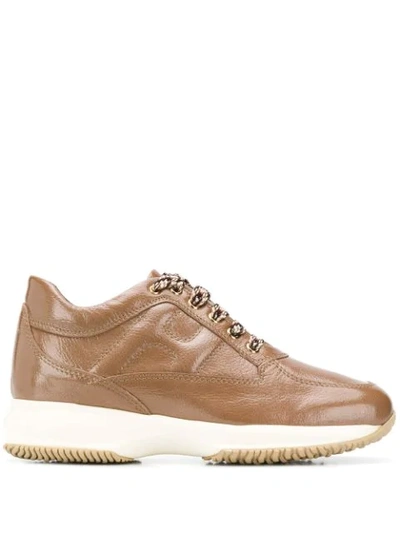 Hogan Interactive Wedge Sole Trainers In Brown