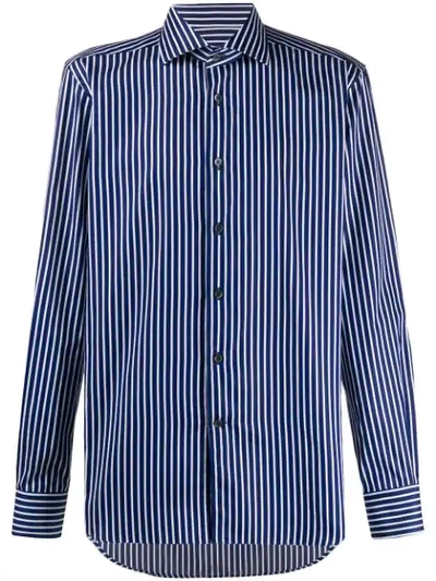 Corneliani Striped Button-front Shirt In Blue