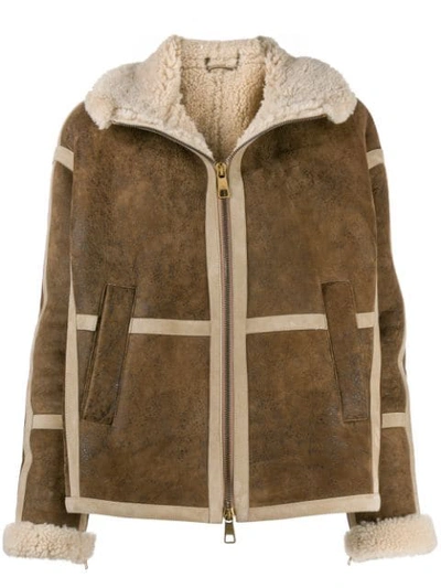 Neil Barrett Shearling Aviator Jacket In Brown