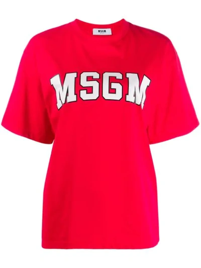 Msgm College Logo T-shirt In Red