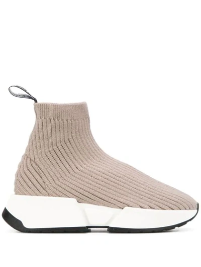 Mm6 Maison Margiela Ribbed Sock Trainers In Neutrals