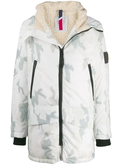 Rossignol Camouflage Print Hooded Coat In White
