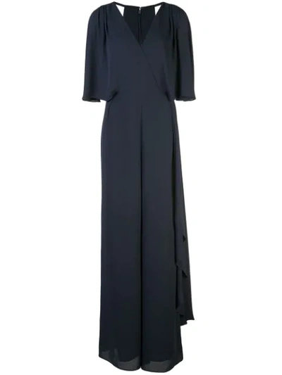 Halston Heritage Asymmetric Draped Jumpsuit In Black