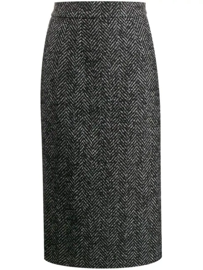 Dolce & Gabbana Chevron Pencil Skirt In Grey