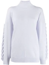 Barrie Embroidered Sleeve Turtleneck Jumper In Blue