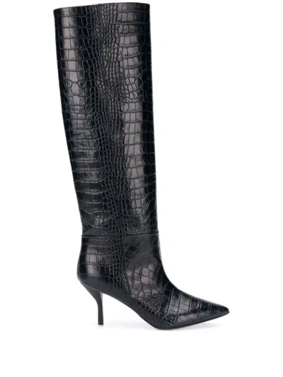 Semicouture Crocodile Effect Boots In Blue