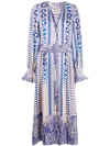 Temperley London Buttoned Abstract-print Dress In Blue