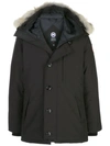 Canada Goose Hooded Down Jacket In Black