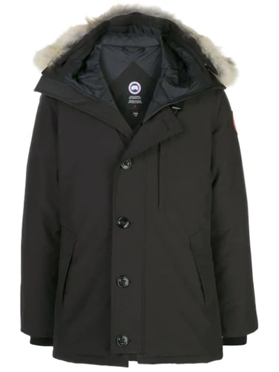 Canada Goose Hooded Down Jacket In Black