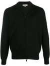 Canali Stand Collar Zip-front Cardigan In Black