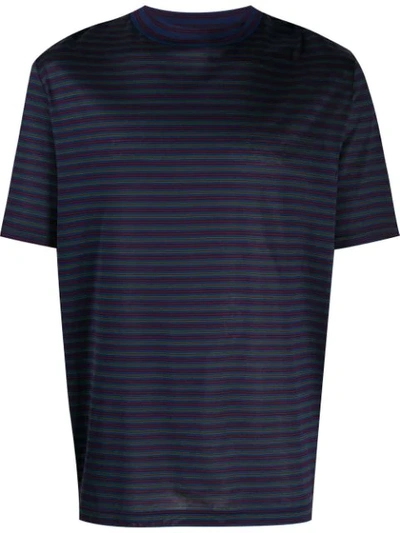 Lanvin Striped Short Sleeve T-shirt In Blue