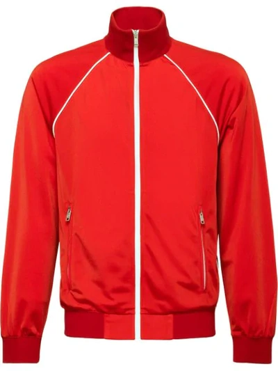 Prada Side-stripe Jersey Jacket In Red