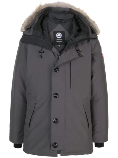 Canada Goose Hooded Down Jacket In Grey