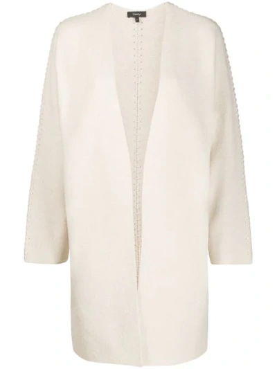 Theory Whipstitch Cocoon Cardi-coat In Neutrals