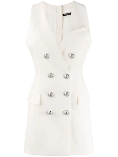 Balmain Double-breasted Blazer Dress In White