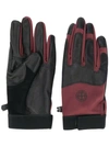 Stone Island Contrast Texture Logo Gloves In Black