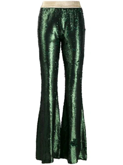 Amuse Sequin Flared Trousers In Green