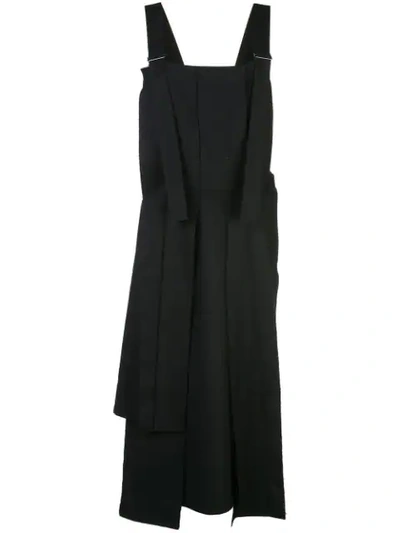 Yohji Yamamoto Pleated Suspender Dress In Black