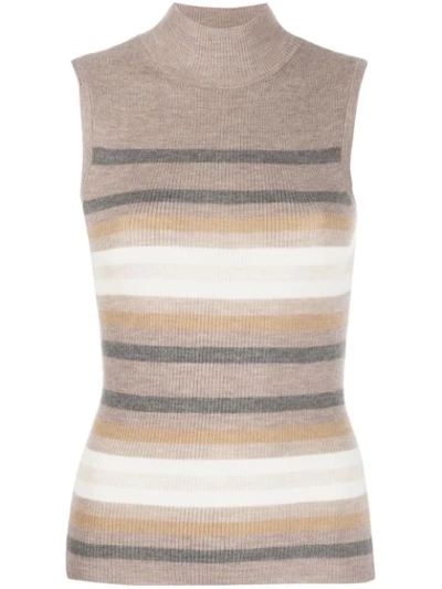 Theory Striped Knit Vest In Neutrals
