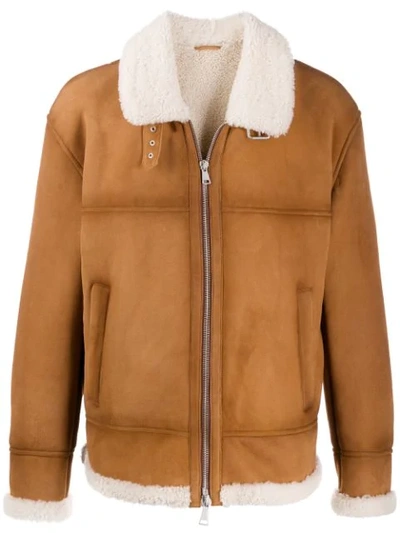 Drome Zip-up Aviator-style Jacket In Brown