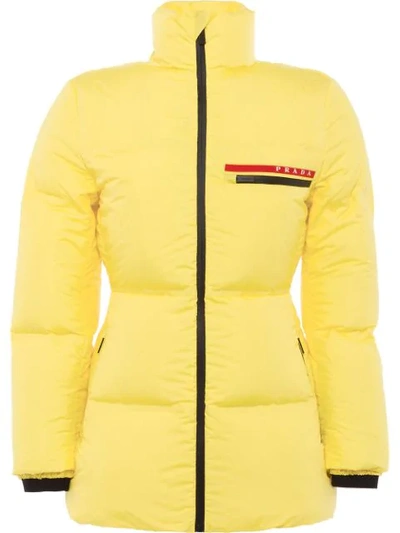 Prada Technical Nylon Puffer Jacket In Yellow